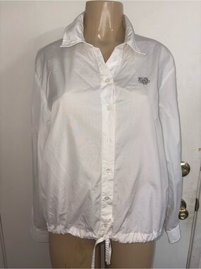 Kenzo white button-down shirt features a drawstring waist Embroidered Logo Tige